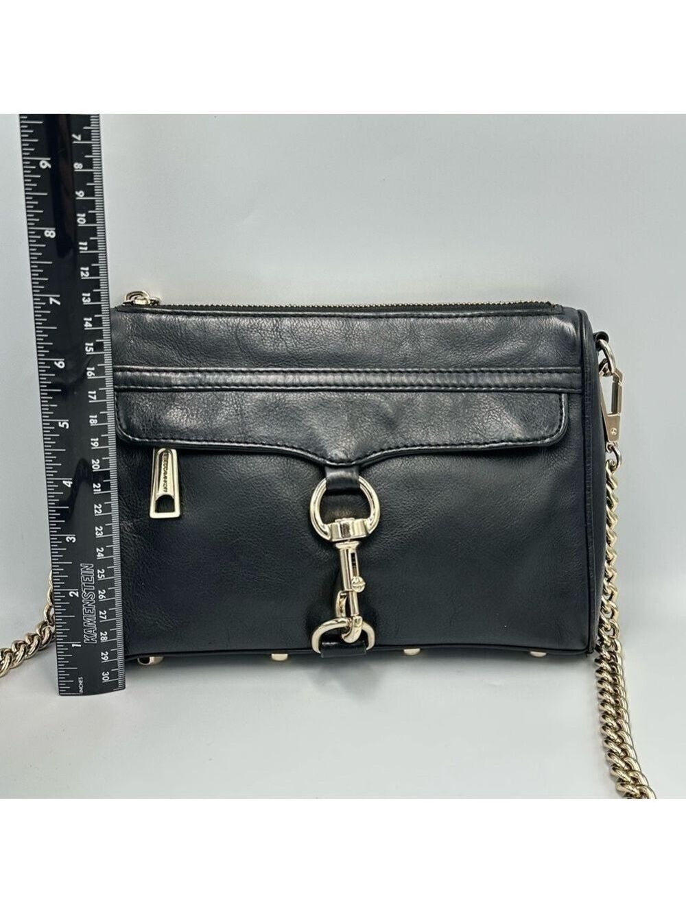 Rebecca Minkoff Mini MAC Crossbody Bag Black Leather Purse - Picture 12 of 14